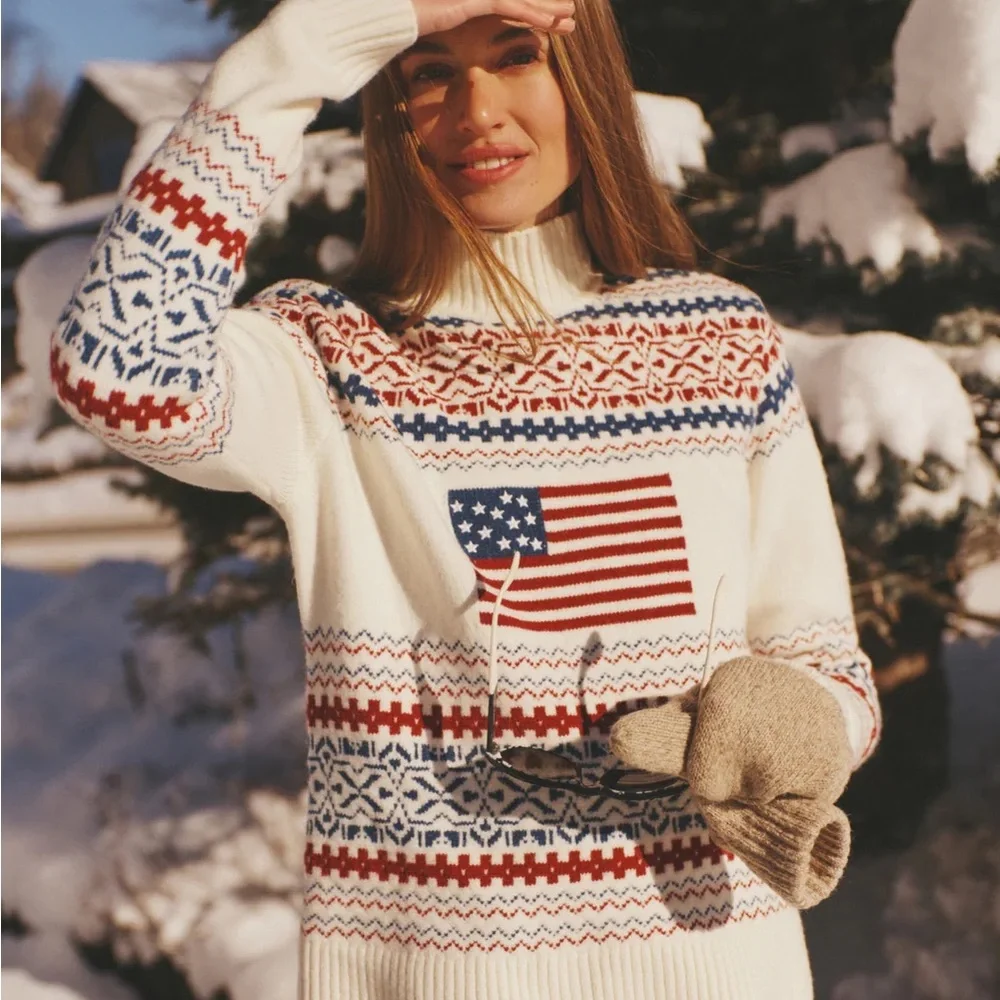 American Flag Christie Turtleneck Sweater - Picture 1 of 6